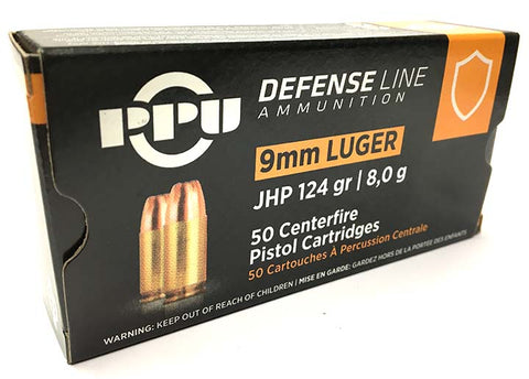PPU 9mm Luger 124gr JHP x50
