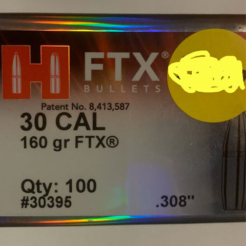 Hornady FTX - 30 Cal - .308 - 160gr FTX - 30-30 WIN - Box of 100