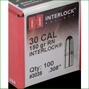 Hornady 30cal 150gr RN interlock x100