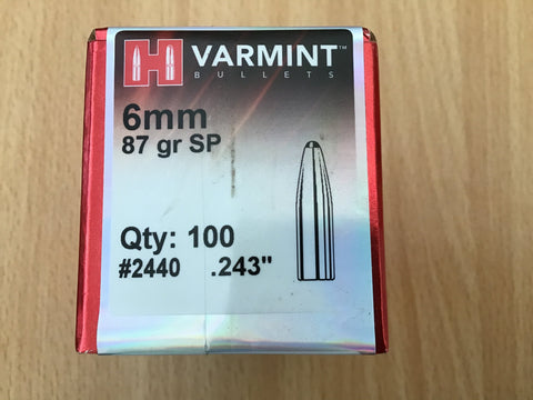 Hornady Varmint - 6mm - 87gr SP - Box of 100