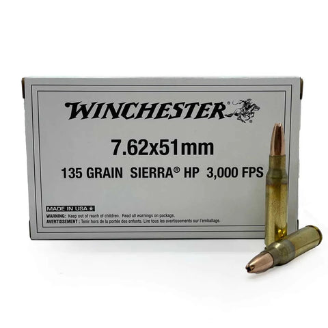 Winchester ammo 7.62x51 (308win) 135gr HP (Sierra) x20