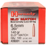Hornady ELD-M 6.5mm 140gr bag of 100 (H26331)