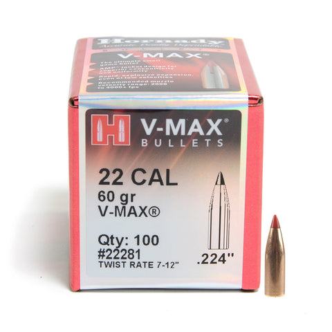 Hornady 22cal (.224) 60gr V-Max projectiles x100 (22281)