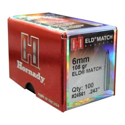 Hornady ELD-M 6mm/243 match 108gr bag of 100 no box