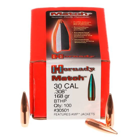 Hornady match 30cal 168gr HPBT projectiles x100 #30501